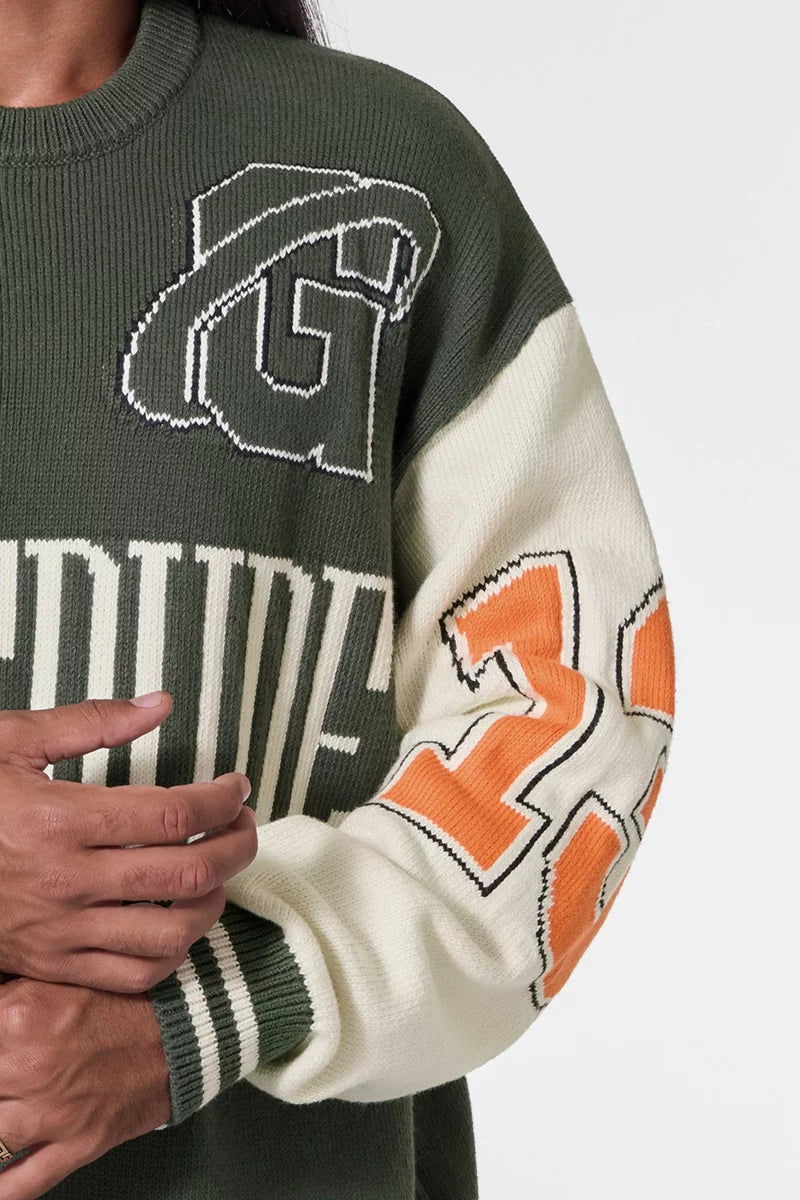 Pull Brooke maille coton grosse jauge manches contrastées