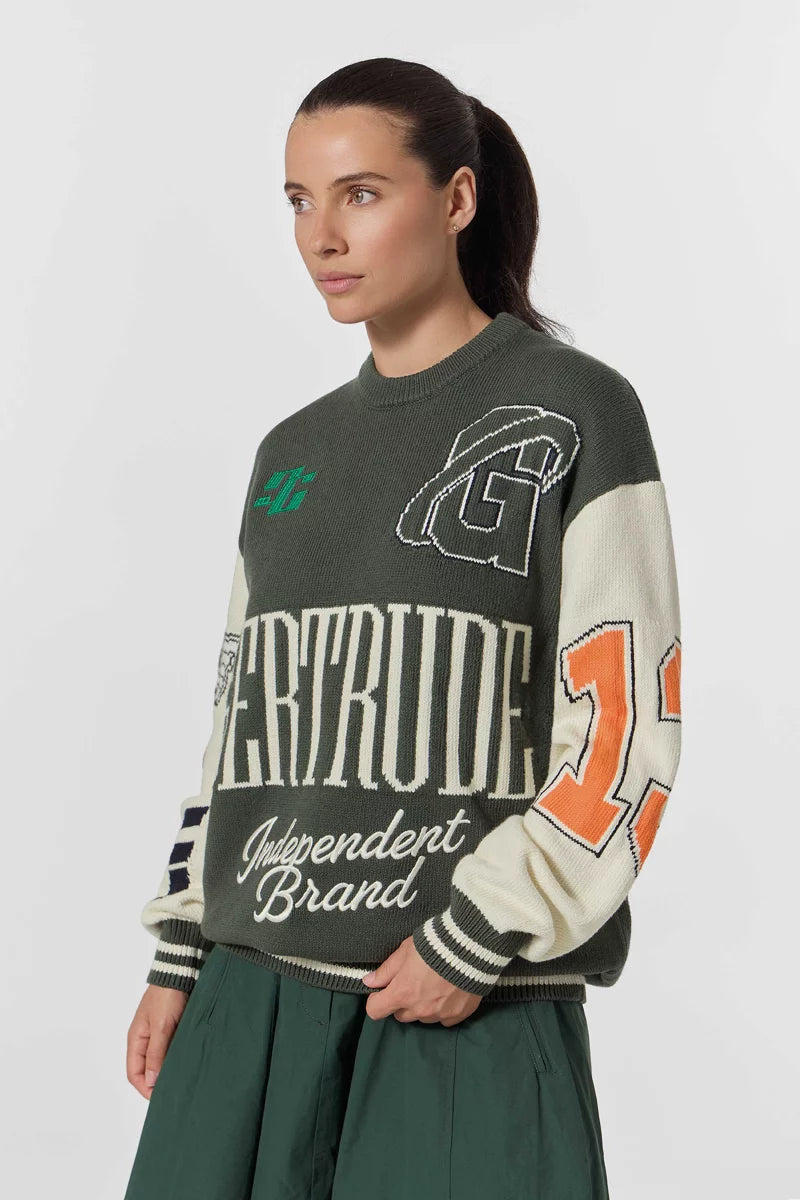 Pull Brooke maille coton grosse jauge manches contrastées