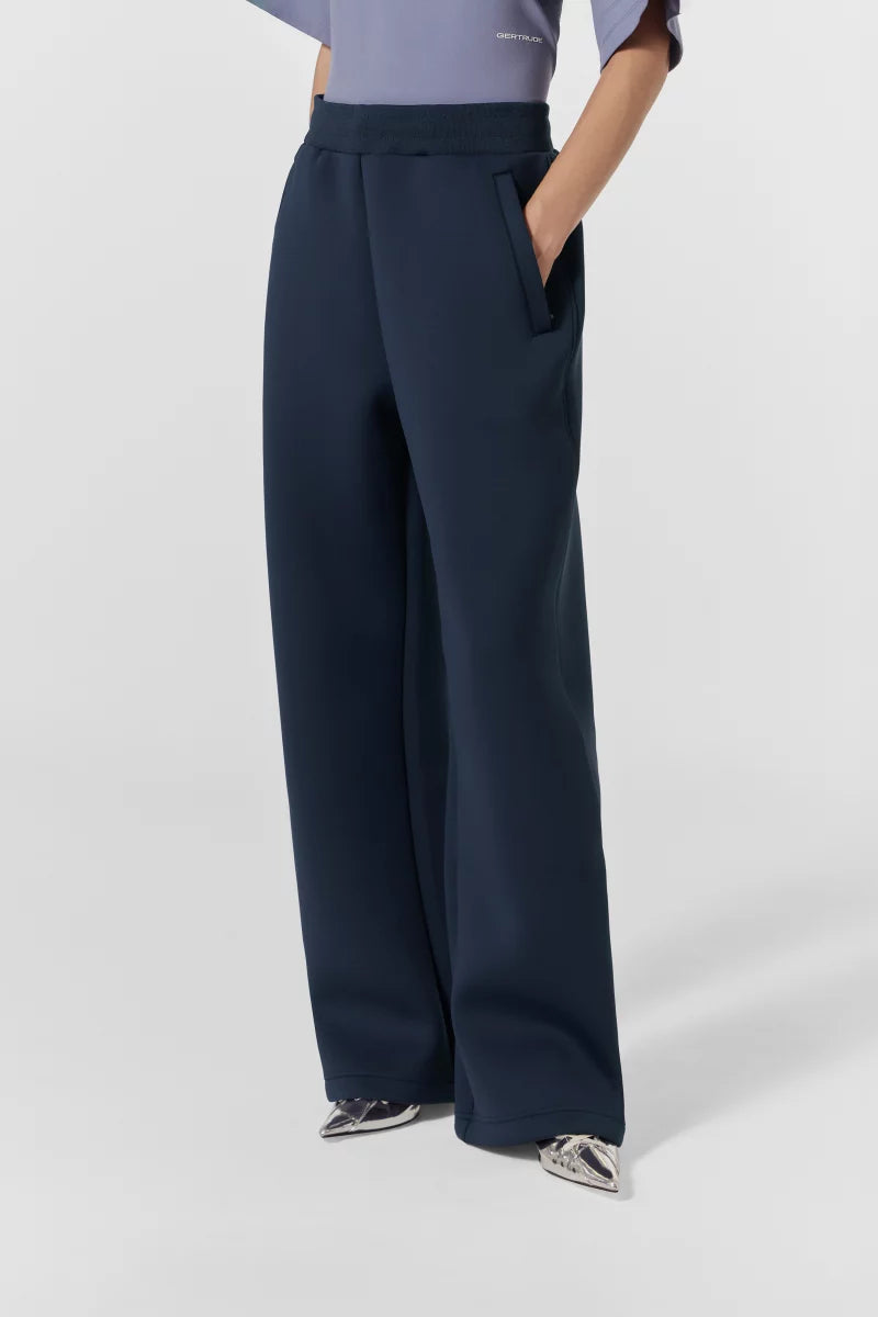 Pantalon Cardi maille scuba coupe ample taille élastiquée
