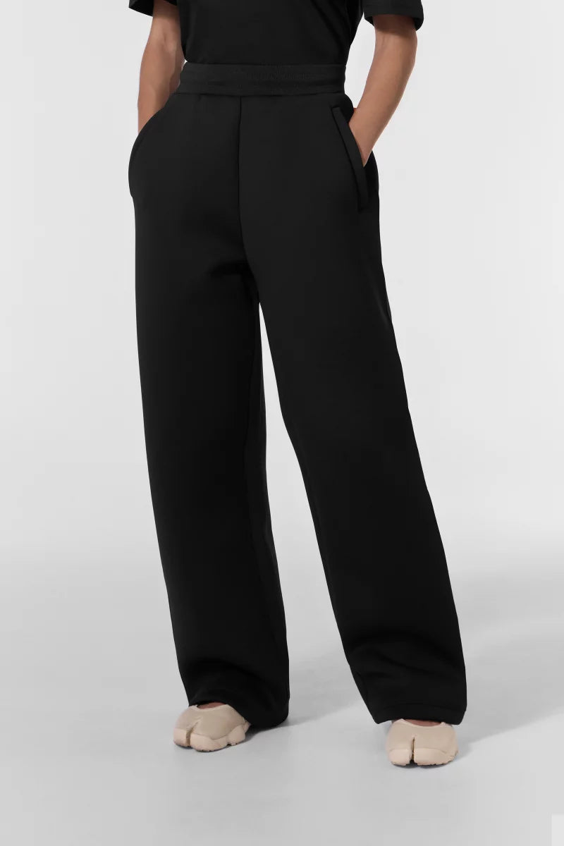 Pantalon Cardi maille scuba ample taille élastiquée