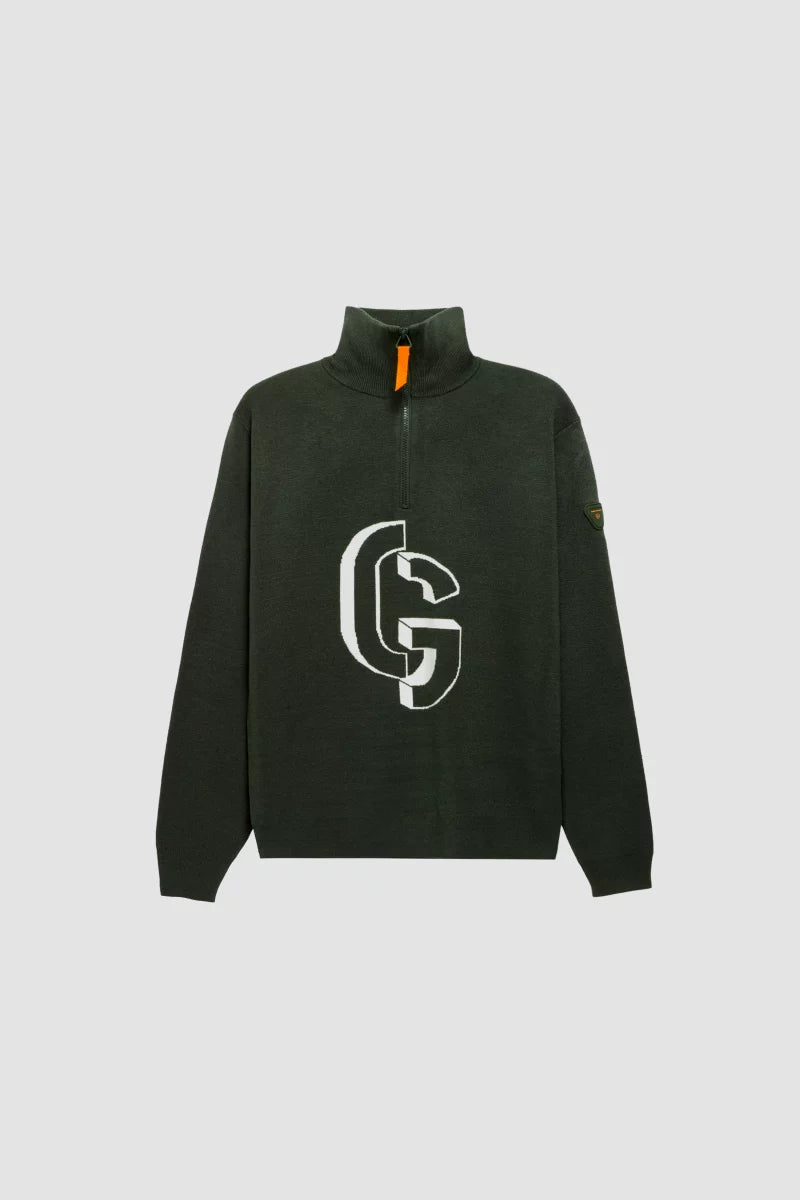 Pull Lewis col zippé maille jacquard