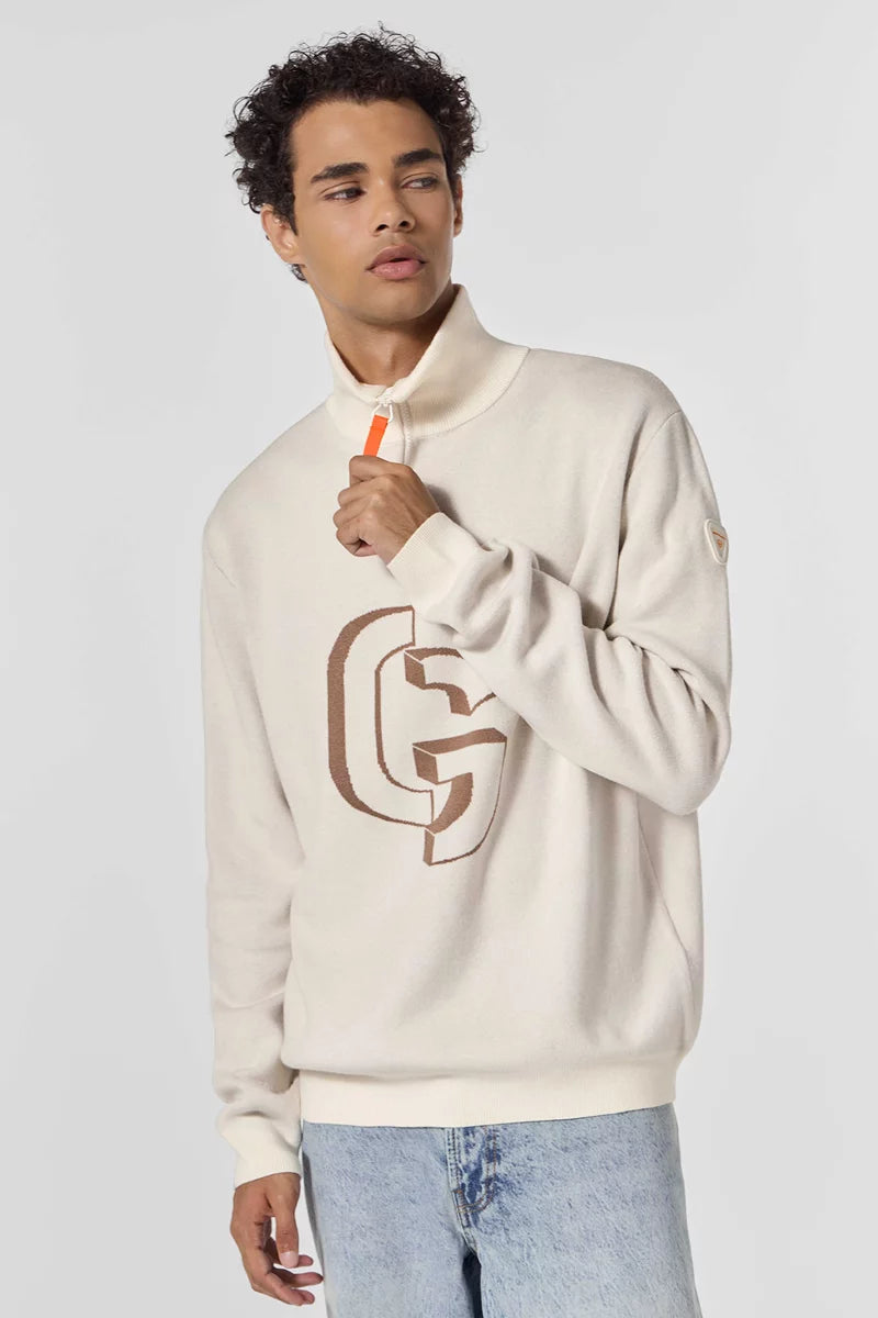 Pull Lewis col zippé maille jacquard